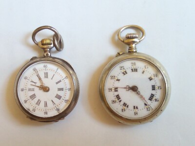 2 Montres à Gousset Anciennes Plaquées Argent - Années 1910-1940, Mécanique, Cadran émaillé