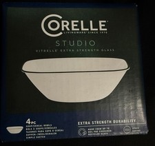Corelle Studio 4pc Soup/Cereal Bowls. 22Oz/650mL. Square New In Box
