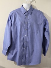 Brooks Brothers Dress Shirt Mens 17 34 Blue Check Non Iron Button Down