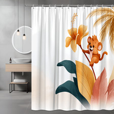 Monkey Tropical Floral Shower Curtain Kids Jungle Print