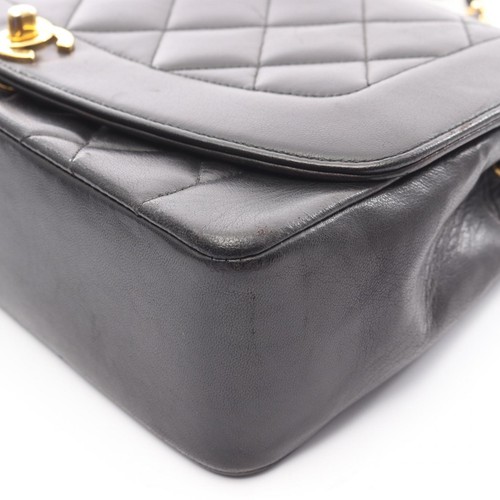 CHANEL Matelasse Diana Crossbody Chain Flap Shoulder Bag Lambskin Black GHW Used - Picture 11 of 12