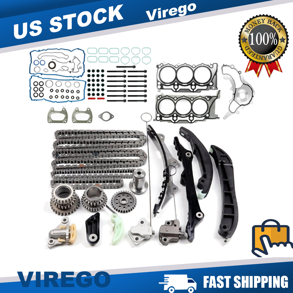 Timing Chain w/Cylinder Head Gasket Bolts Set for 11-20 Dodge Chrysler Jeep 3.6L