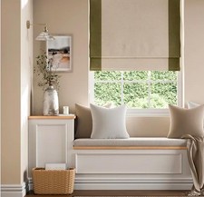 Image of Dunelm Roman Blind Natural Luna Olive Bordered 36"x54"/91cmx137cm Blackout
