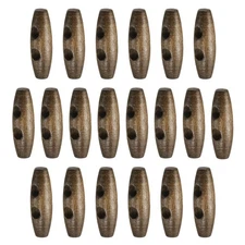 20pcs Wooden Toggle Buttons 35mm 2-Hole Wood Olive Sewing Button, Coffee Brown