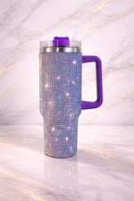 40oz Rhinestone Bling Tumbler with Handle - 'Vibes' Design — listing 3