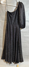 EUC Reformation Santos Black Shimmer One Shoulder Midi Dress Size XSmall