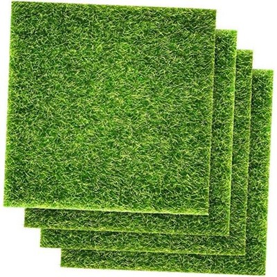 Pangda 4 Packs 6 x 6 Inches Fake Grass Decor for Crafts Artificial Grass for