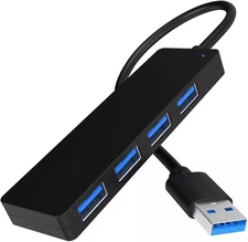 Protronix UH3-02 4-Port USB Hub with 5V/2A Power Adapter - Black