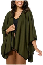 Antthony Women's Originals Ruana w Contrast Binding Olive