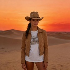 Wildleder Western Cowboyhut Herren Damen Vint...