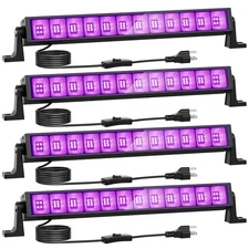 4 Pack 42W LED Black Lights, Blacklight Bars with Plug and Switch, Glow in Th...