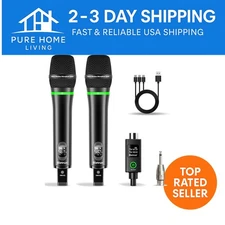 Dynamic Handheld XLR Wireless Microphone - Dual Metal Mics for Singing & Events