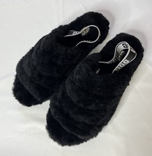UGG Australia Women's 9 Black Fluff Yeah Fuzzy Sheepskin Slingback Slippers