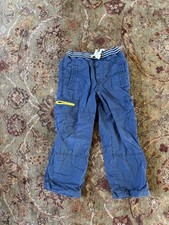 Mini Boden Boys Lined Cargo Pants Gray 7Y Pull-On Elastic Waist Fully Lined