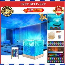 Water Ripple Projector LED Night Light 16 Colors Remote Rotating Ocean Lamp