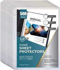 Sheet Protectors, 500 Count Bulk Clear Page Protectors for 3 Ring Binder, Top Lo