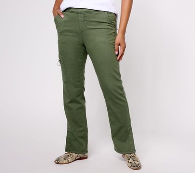 Denim & Co. Adaptive Comfy Knit Patch Pocket Dark Olive M Used