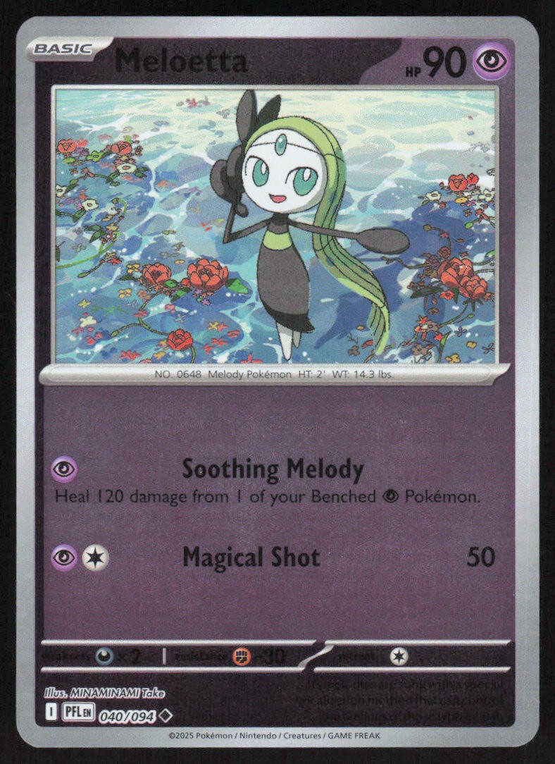 Meloetta Uncommon Reverse Holo 040/094 NM ME02: Phantasmal Flames Pokemon Card
