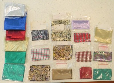 Lot of Metallic Tissue Lame Fabric of assorted colors & remnant sizes