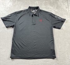 Nike Golf Polo Shirt Mens XL Dri-Fit Standard Fit Black Red 1/4 Button up Hilex