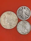 SILVER 1922 DOLLAR/1917 WALKING &1945 WALKING LIBERTY HALF -BEAUTIFUL CONDITION