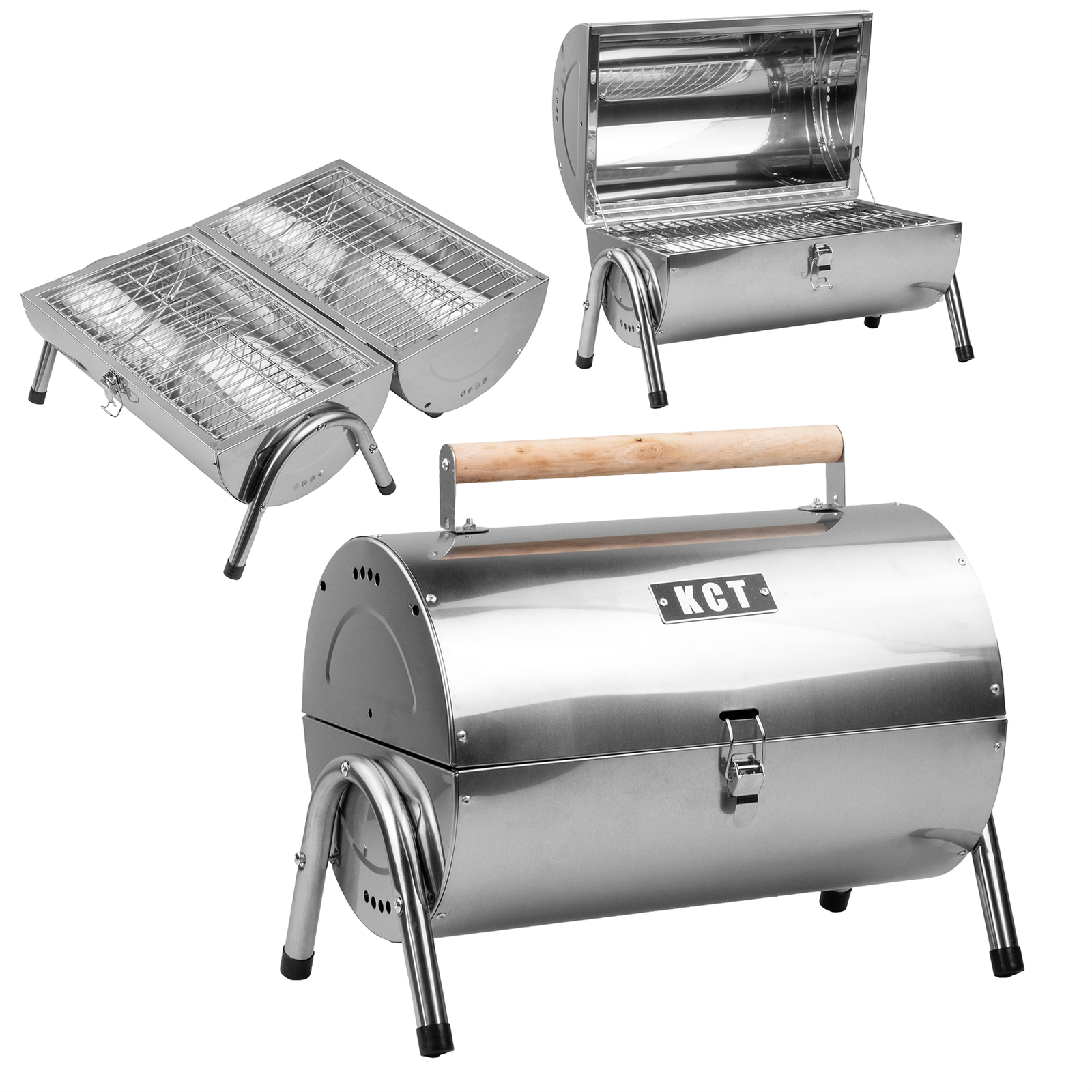 Kct Black Portable Barrel Bbq Stainless Steel Table Top Barbecue For Travel, Camping, Picnic - Image 2