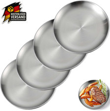 Edelstahl-Teller 20cm Set für Camping Pickni...