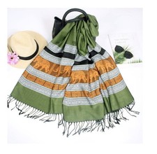 Soft Acrylic Scarf Warm Cozy Green Winter Neck Wrap