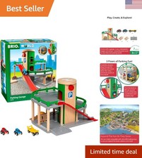 FSC-Certified 7-Piece Wooden Garage Set - Compatible with All Train Sets  Cars