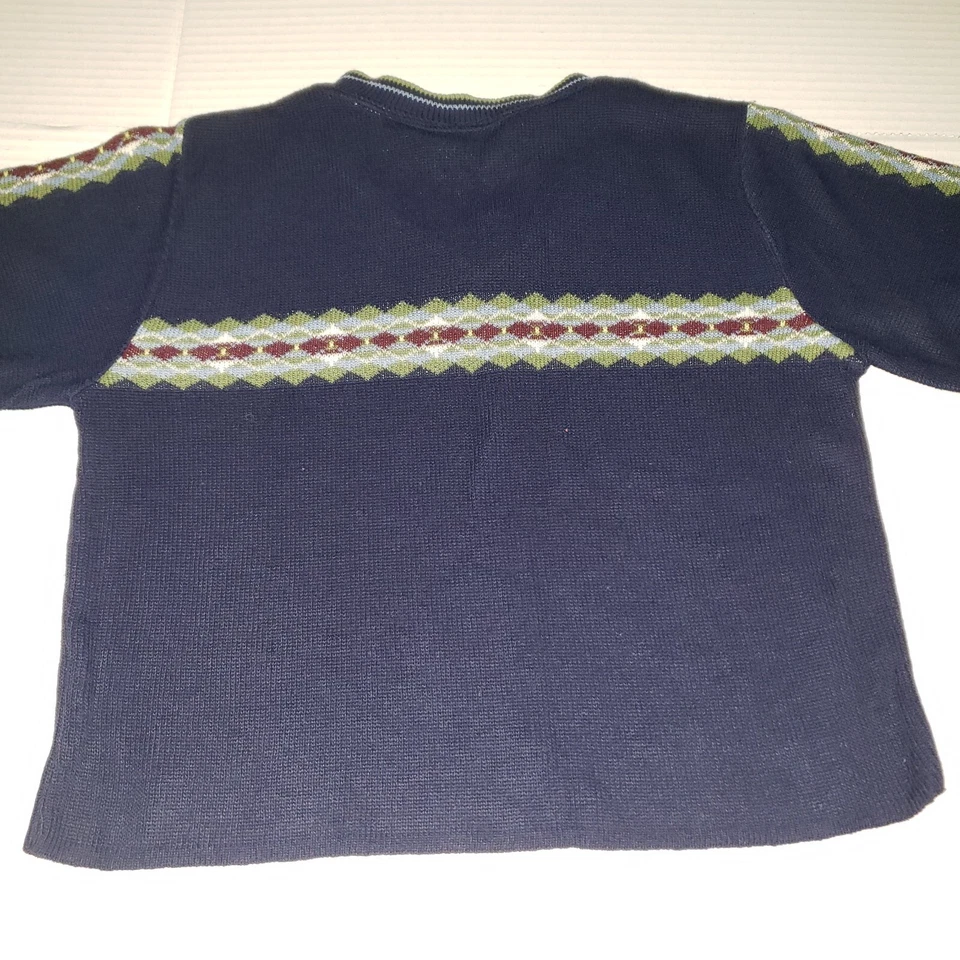 Boys The Original Arizona Jean Company V Neck Knit Sweater Small Blue Diamond  - Image 3 of 4