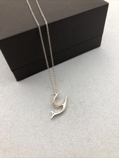 925 Stylised Dolphin Pendant Necklace  Sterling Silver Chain Delicate Jewellery