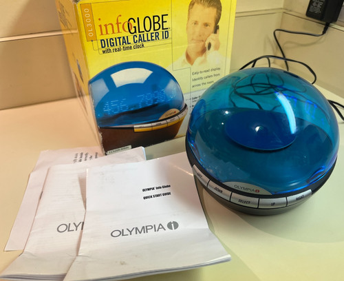 Olympia Info Globe Caller ID Real-Time Clock, Scrolling Messages, Tested, READ