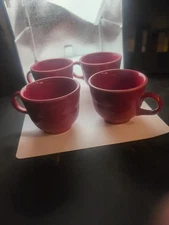 Set of 4 Fiestaware Fiesta Tea Cup Coffee Mug Scarlet Red HLC Homer Laughlin (1)