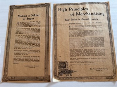 1911 (2) COCA COLA NEWSPAPER ADS REDUCING PRODUCTION