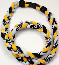 Black Yellow White Twist Titanium Sport Necklace Tornado Baseball Softball