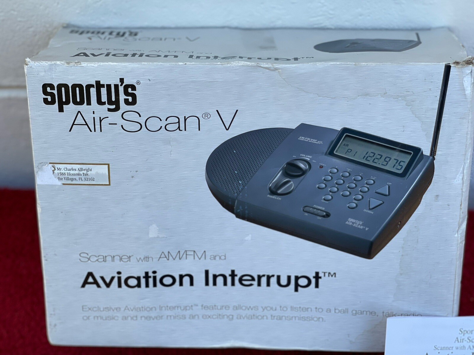 Sporty's Air ScanV Model SP127 AM/FM/VHF Air Band Aviation Interrupt