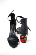 Kenneth Cole Leather Block Heels with Flower Embroidery - Size 7M