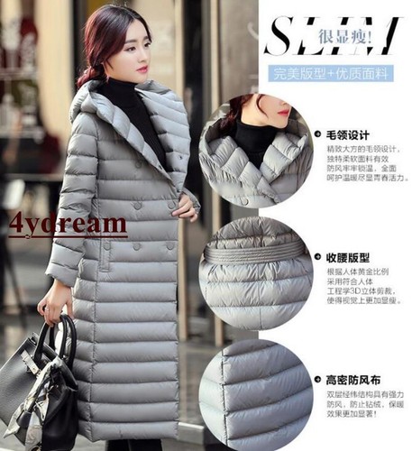 long en femme capuche Grace à blanc longues à Grace manches duvet canard Manteau de dqwA4tzd