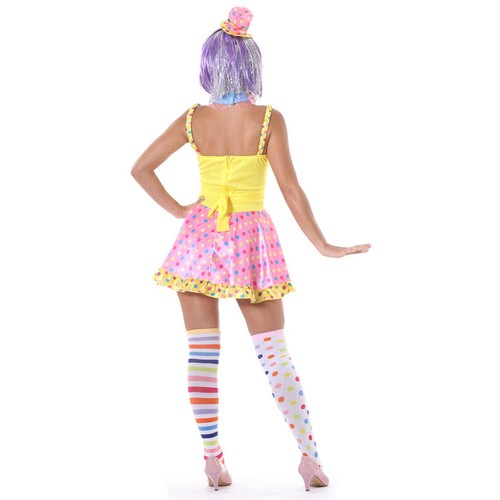 Farbenfrohes Clownskostüm Damenkleid Clown Harlekin Kostüm Zirkus Kleid Damen - Bild 2 von 8