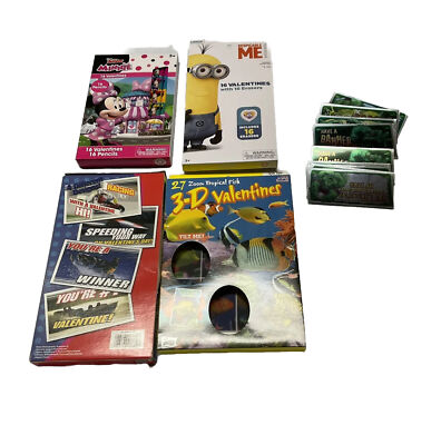 Despicable ME, Motor Racing, Minnie, 3-D Tropical Fish, HULK Valentine Cards NEW