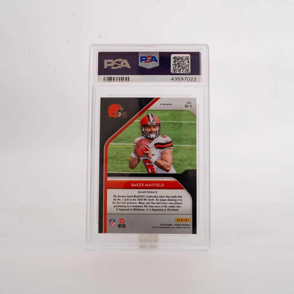 2018 Panini Prizm RC Baker Mayfield Prizms Green PSA 10 LOW POP HOT!!!! - Image 2 of 2