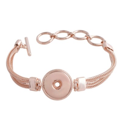 Snap Jewelry Rose Gold Bracelet Strand Toggle Adjust Fits 18-20mm Ginger Charms