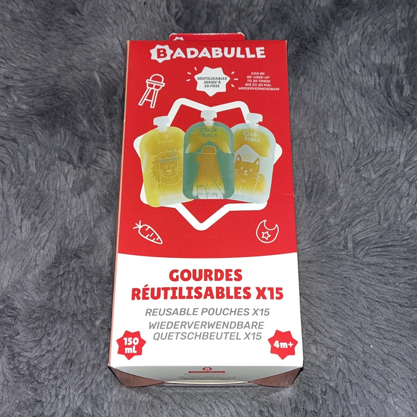 Badabulle Pack of 15 Reusable Food Storage Pouches Multicolored