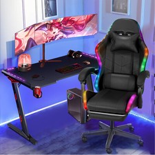 Gaming Stuhl RGB LED Schreibtischstuhl Drehstuhl w/ Bluetooth Musik Lautsprecher