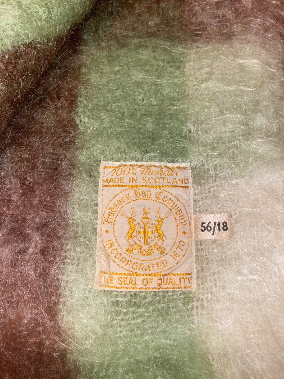 Vtg Hudson's Bay Scotland 100 Mohair Throw Blanket 72” x 48" Excellent