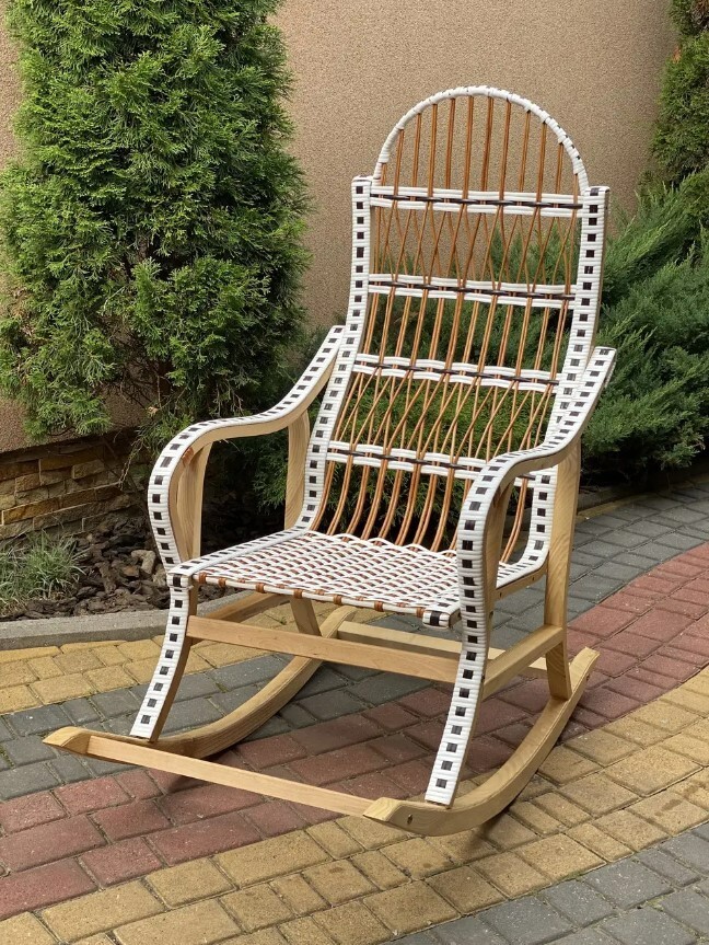 NEW white Rattan rocking outdoor lounge chair Handmade Patio Chair ...