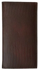 Reptile Brown Leather Checkbook Cover