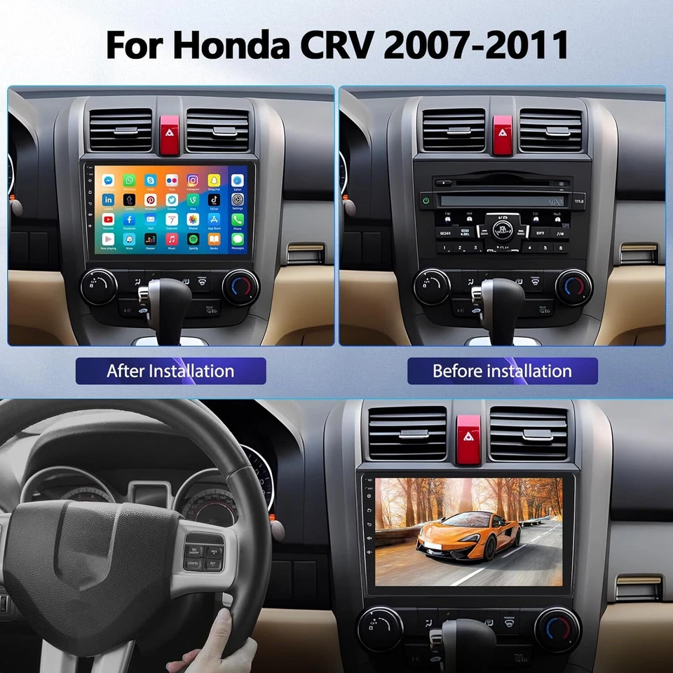 Android 15 Carplay Car Stereo GPS FM Radio For 2007-2011 Honda CRV WIFI+Camera - Image 2 of 4
