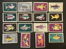 Travelstamps: Russia Vintage Matchbox Labels - Lot of 16 Aquarium Fish