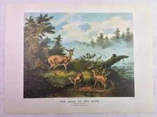 BP-461 The Home of the Deer Book Print 1968 The World of Currier and Ives